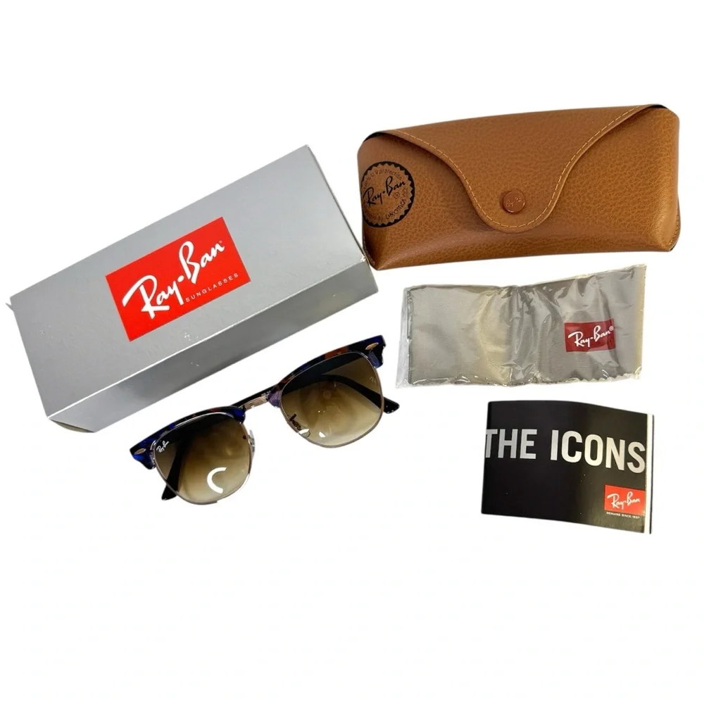 RAY BAN Clubmaster Sunglasses NEW Style RB 3016 Spotted Brown Blue